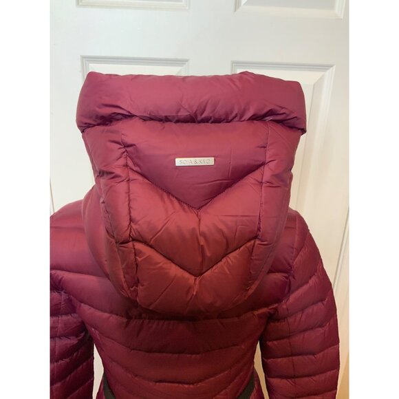 Soia & Kyo Maroon Nylon Hooded Down Zip-Up Jacket, Size XS - Picture 7 of 7
